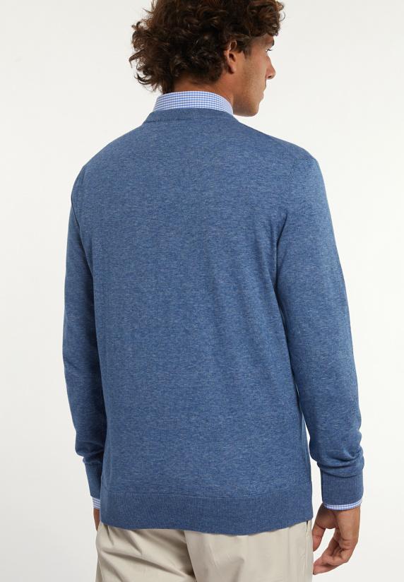 River Woods Custom Fit Katoenen Trui Ronde Hals Denim Mix