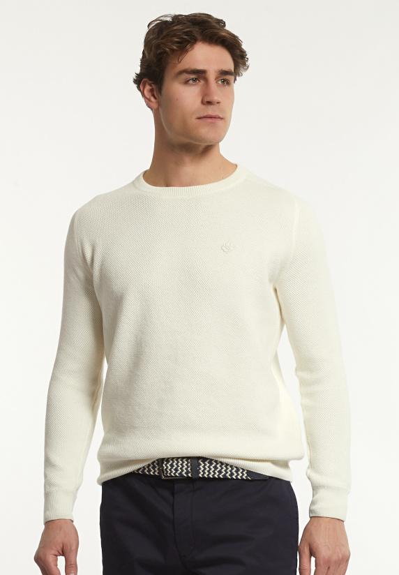 river woods Custom fit katoenen trui ronde hals écru