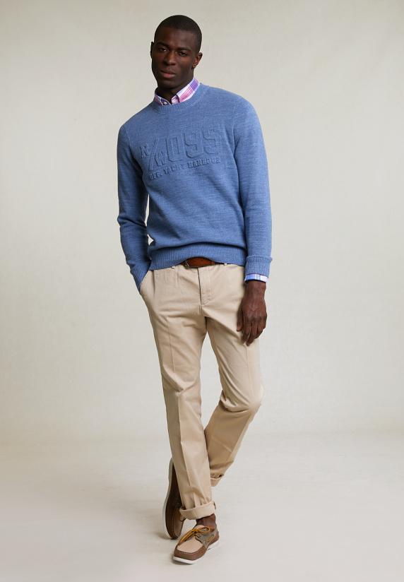 River Woods Custom Fit Katoenen Trui Ronde Hals Lake Mix