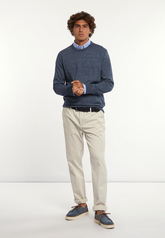 River Woods Custom Fit Katoenen Trui Ronde Hals Moonlight Mix