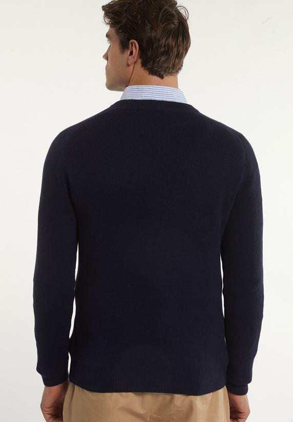 River Woods Custom Fit Katoenen Trui Ronde Hals Navy