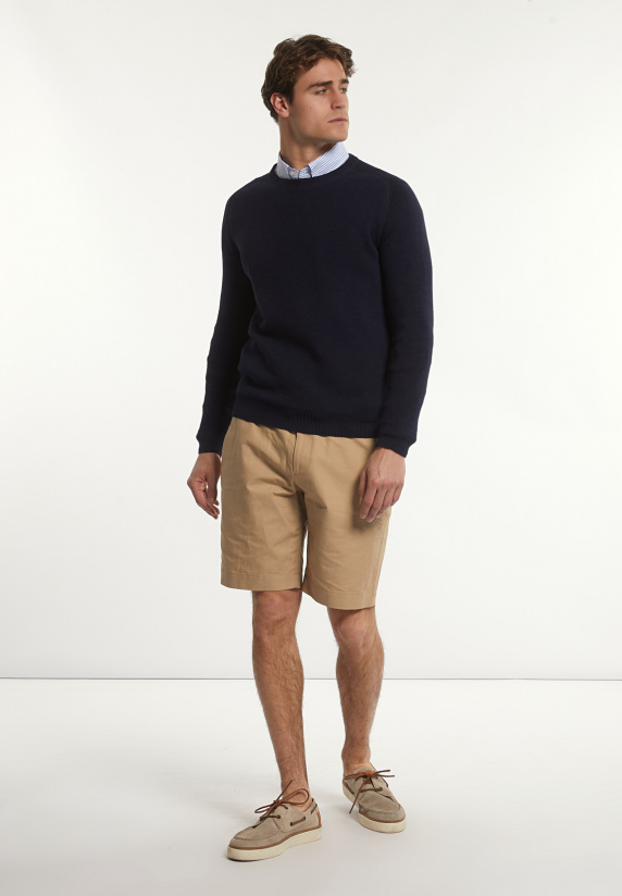 River Woods Custom Fit Katoenen Trui Ronde Hals Navy