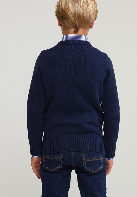 River Woods Custom Fit Katoenen Trui Ronde Hals Navy