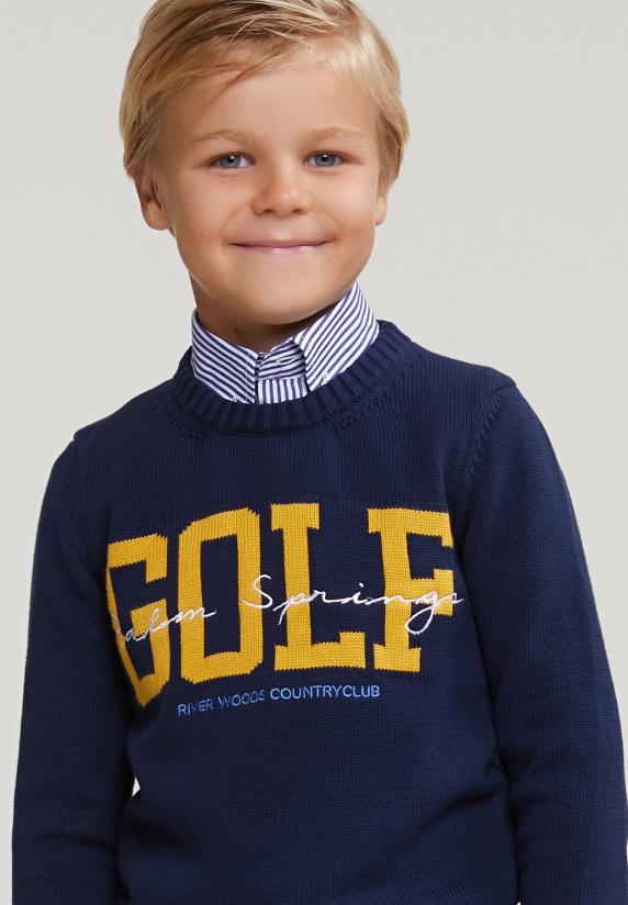 River Woods Custom Fit Katoenen Trui Ronde Hals Navy