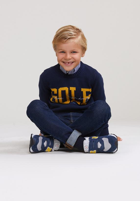 River Woods Custom Fit Katoenen Trui Ronde Hals Navy