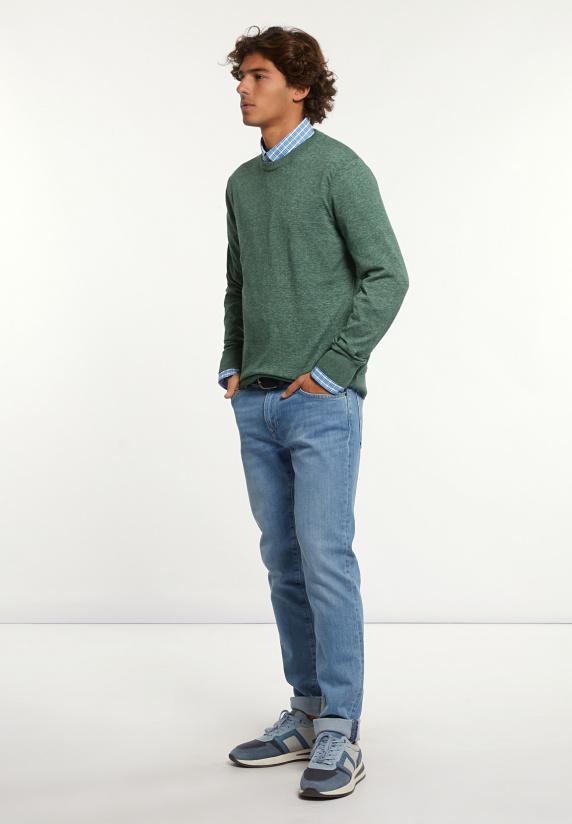 River Woods Custom Fit Katoenen Trui Ronde Hals Opal Green Mix