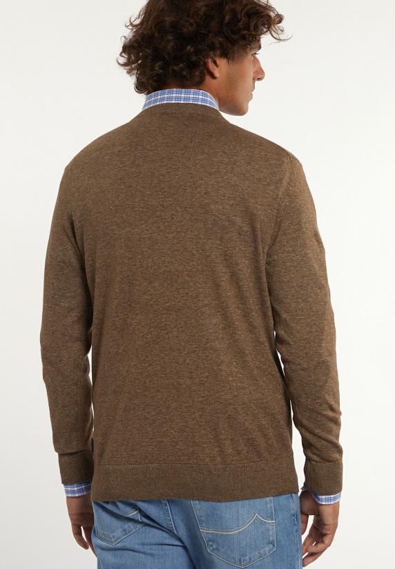 River Woods Custom Fit Katoenen Trui Ronde Hals Tabacco Mix