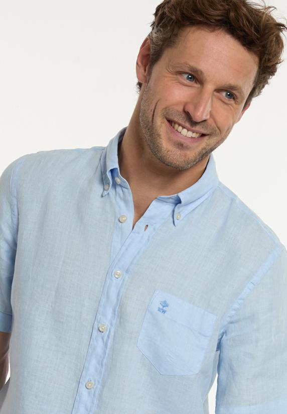 River Woods Custom Fit Linnen Hemd Korte Mouwen Carolina