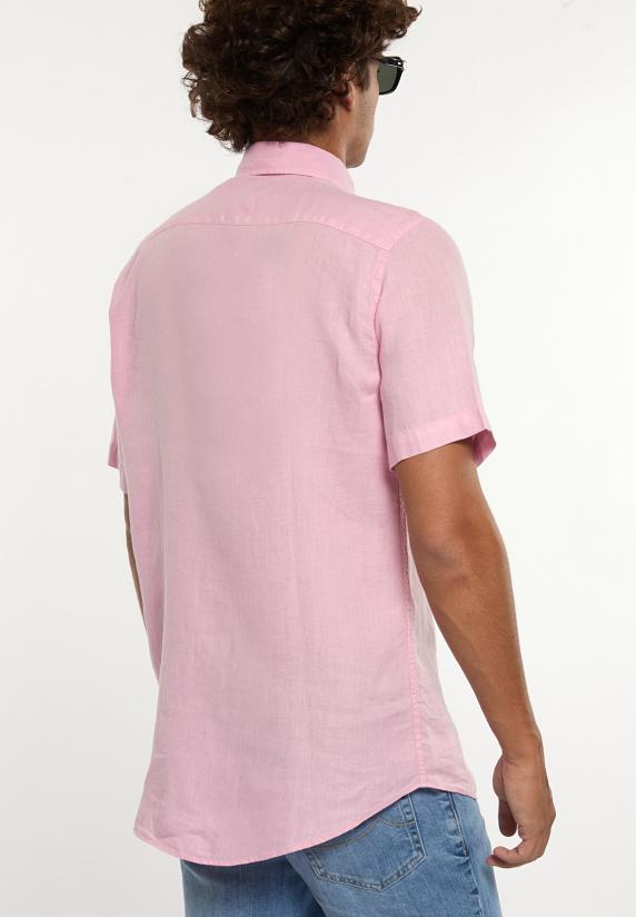 River Woods Custom Fit Linnen Hemd Korte Mouwen Flamingo