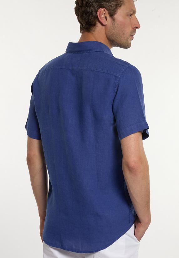 River Woods Custom Fit Linnen Hemd Korte Mouwen Yale Blue