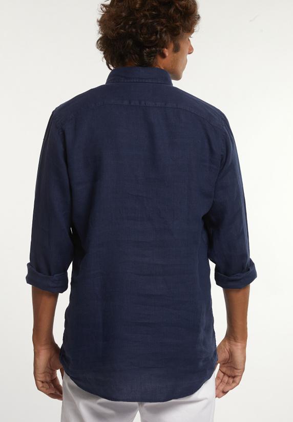 River Woods Custom Fit Linnen Hemd Presidential Blue