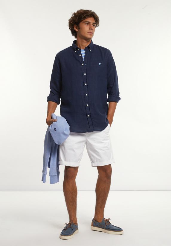 River Woods Custom Fit Linnen Hemd Presidential Blue