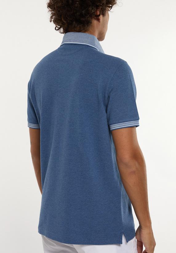 River Woods Custom Fit Lux Fancy Piqué Polo Denim Mix