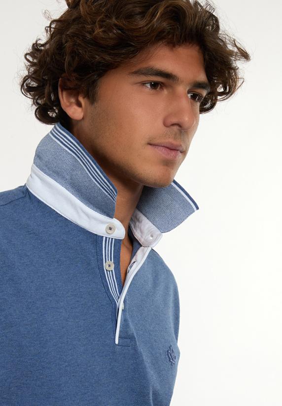 River Woods Custom Fit Lux Fancy Piqué Polo Denim Mix