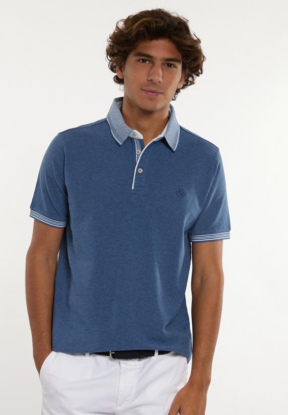 river woods Custom fit lux fancy piqué polo denim mix