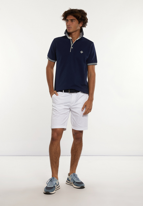 River Woods Custom Fit Lux Fancy Piqué Polo Midnight Blue