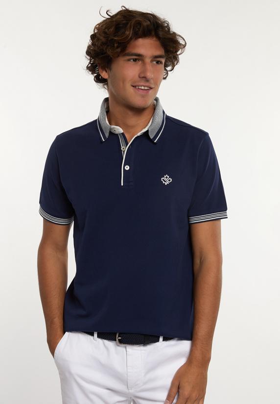 river woods Custom fit lux fancy piqué polo midnight blue