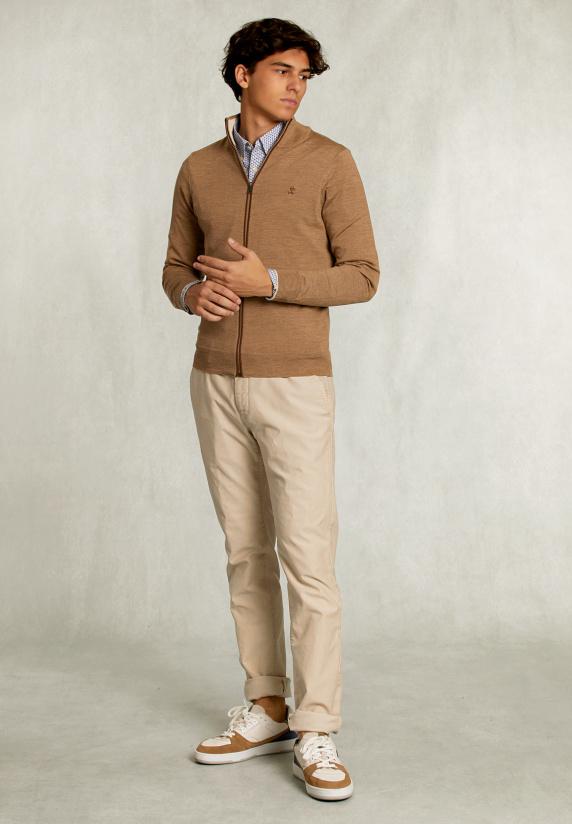 River Woods Custom Fit Merino Cardigan Met Rits Pyramid Mix