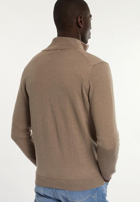 River Woods Custom Fit Merino Cardigan Opstaande Kraag Earth Mix