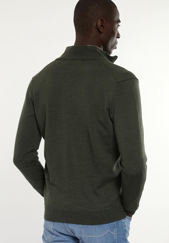 River Woods Custom Fit Merino Cardigan Opstaande Kraag Forest Mix