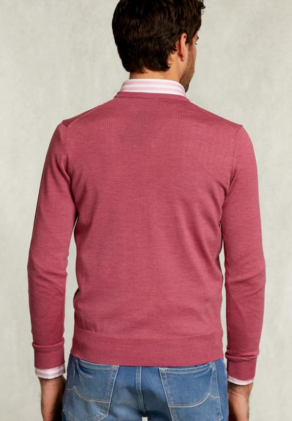 River Woods Custom Fit Merino V-hals Trui Amaranth Mix