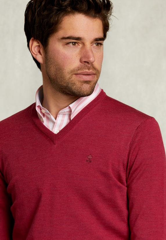 River Woods Custom Fit Merino V-hals Trui Bonbon Mix