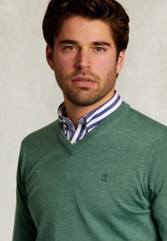 River Woods Custom Fit Merino V-hals Trui Equator Mix