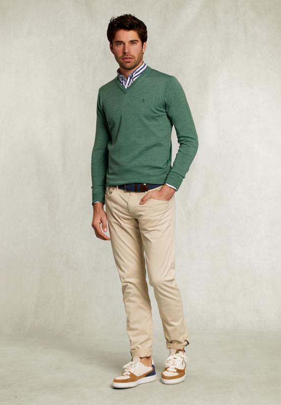 River Woods Custom Fit Merino V-hals Trui Equator Mix