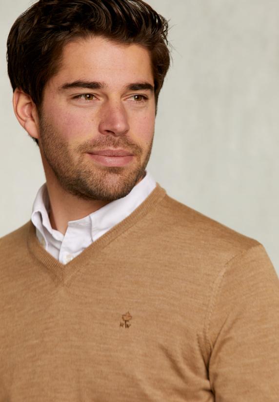 River Woods Custom Fit Merino V-hals Trui Pyramid Mix