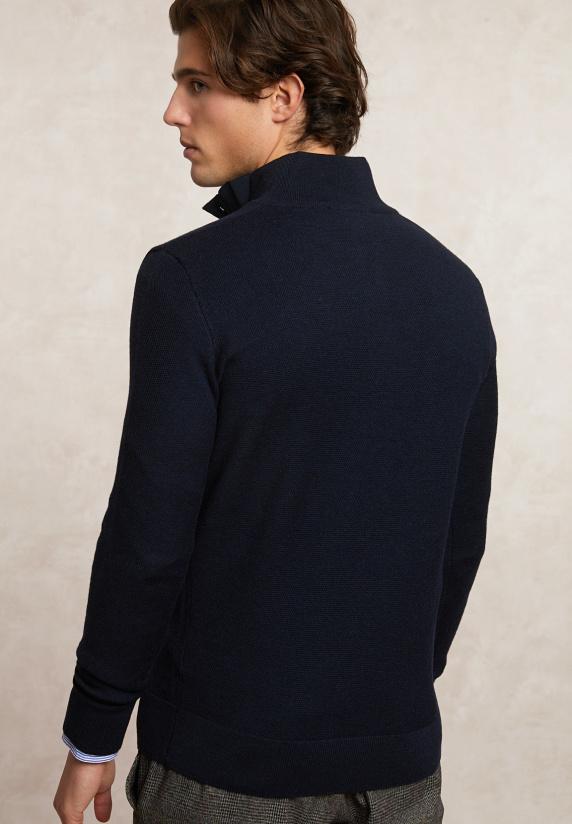 River Woods Custom Fit Merinotrui Opstaande Kraag Admiral Mix