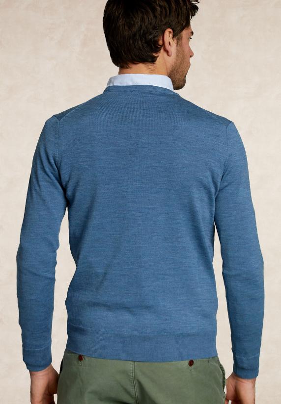 River Woods Custom Fit Merinotrui Ronde Hals Dark Mombasa Mix