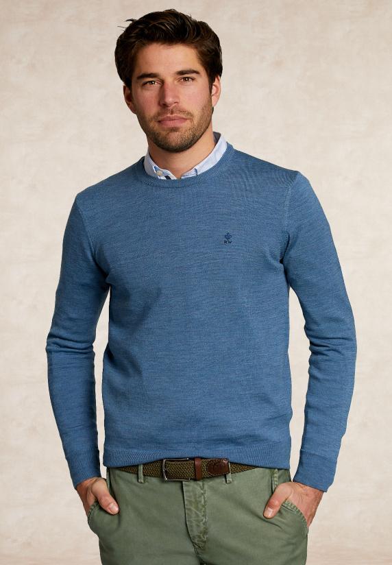 river woods Custom fit merinotrui ronde hals dark mombasa mix