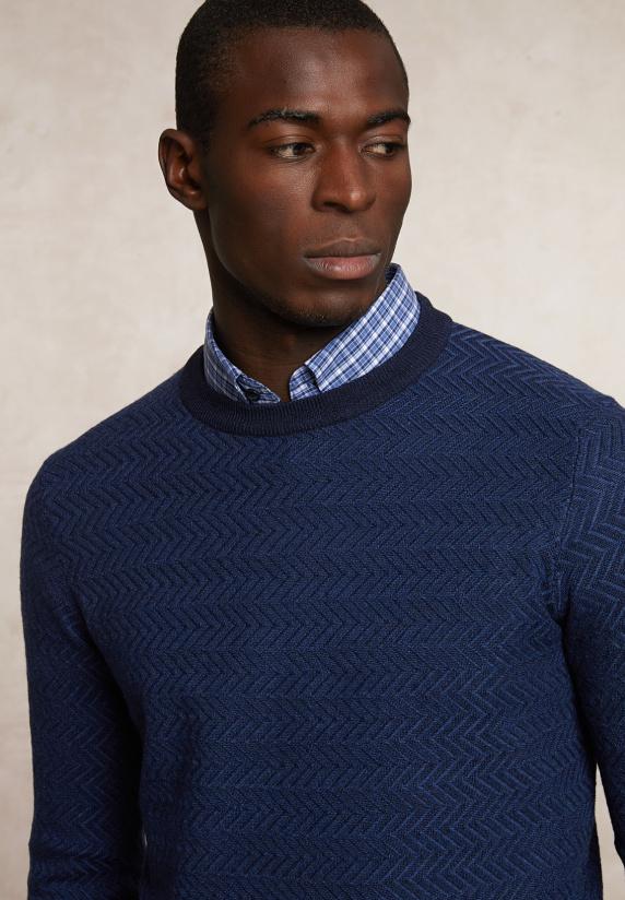 River Woods Custom Fit Merinotrui Ronde Hals Moonlight Mou