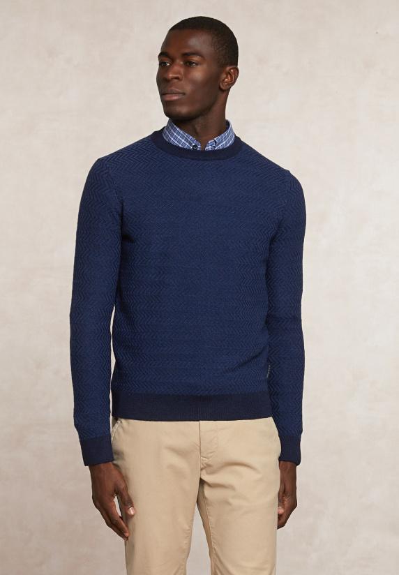 river woods Custom fit merinotrui ronde hals moonlight mou