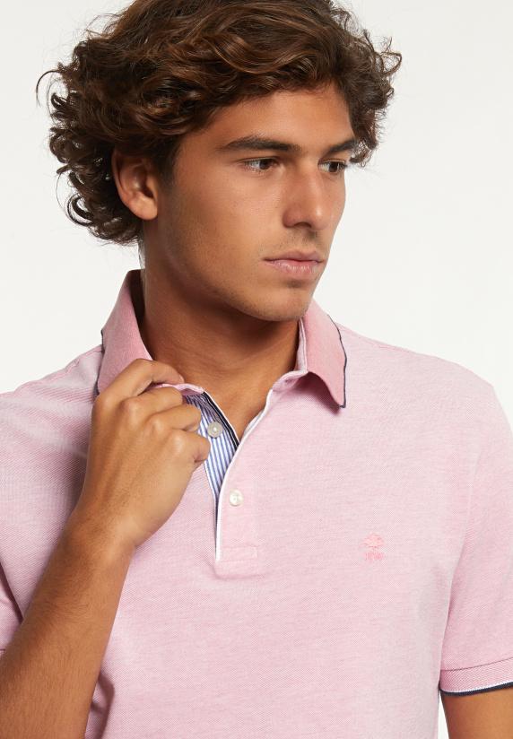 River Woods Custom Fit Pima Katoen Fantasie Polo Dk Flamingo