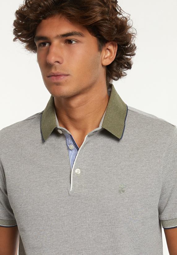 River Woods Custom Fit Pima Katoen Fantasie Polo Olive Mix