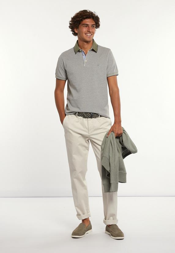 River Woods Custom Fit Pima Katoen Fantasie Polo Olive Mix