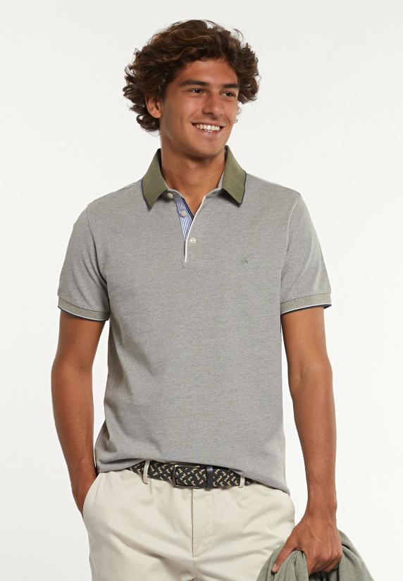 river woods Custom fit pima katoen fantasie polo olive mix