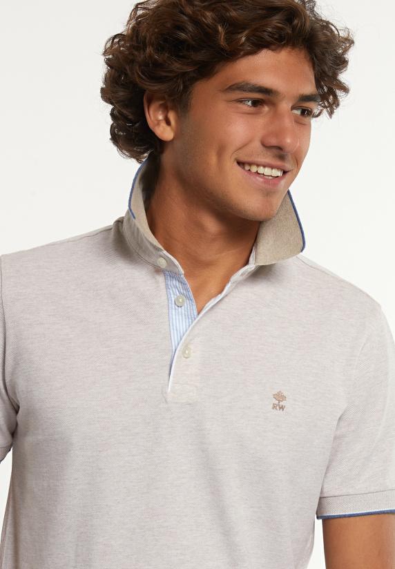 River Woods Custom Fit Pima Katoen Fantasie Polo Wheat Mix