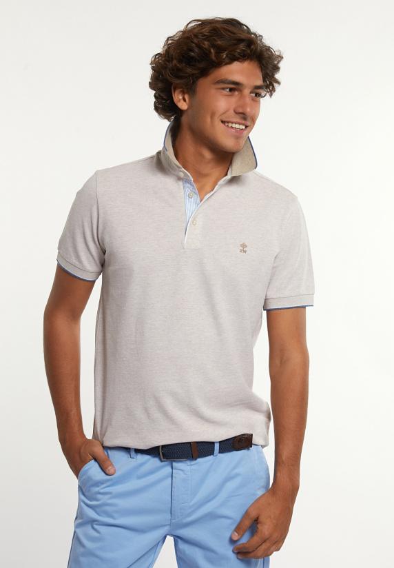 river woods Custom fit pima katoen fantasie polo wheat mix