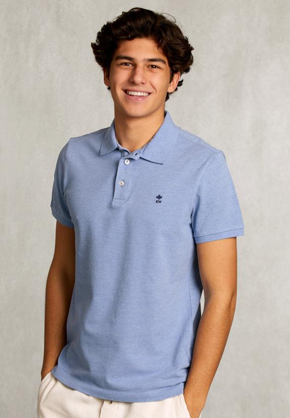 river woods Custom fit pima katoen polo blue gin mix