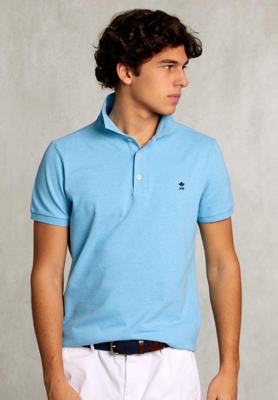 river woods Custom fit pima katoen polo bora bora mix