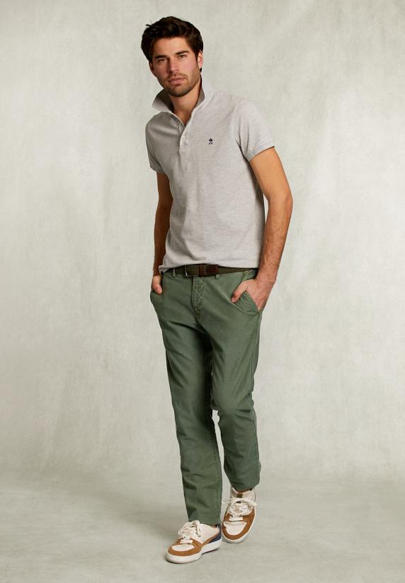 River Woods Custom Fit Pima Katoen Polo Dark Oyster Mix