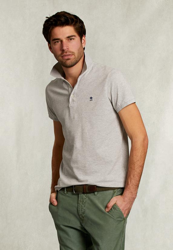 River Woods Custom Fit Pima Katoen Polo Dark Oyster Mix