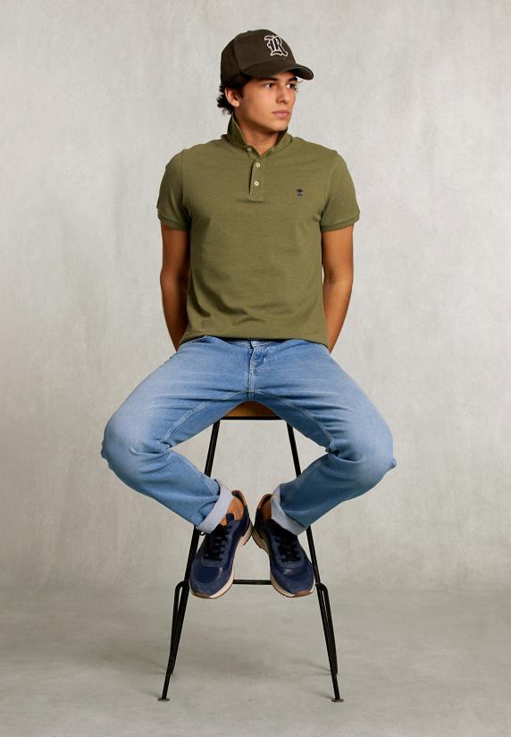 River Woods Custom Fit Pima Katoen Polo Lt Savanna Mix