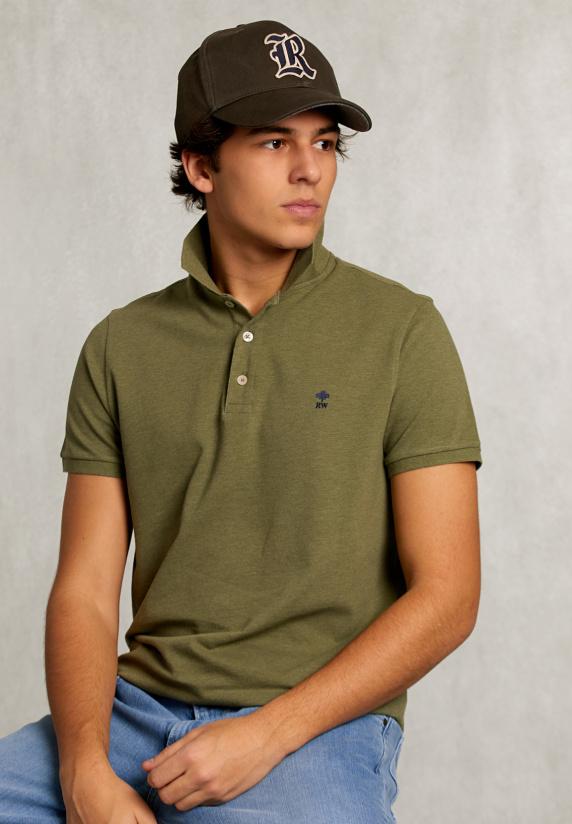 river woods Custom fit pima katoen polo lt savanna mix