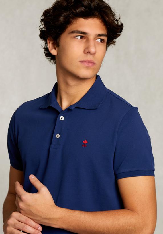 River Woods Custom Fit Pima Katoen Polo Oxford Blue