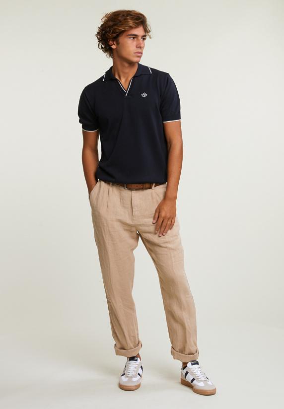 River Woods Custom Fit Pima Katoen Polotrui Korte Mouwen Dk Navy