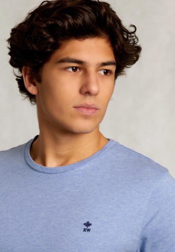 River Woods Custom Fit Pima Katoen T-shirt Blue Gin Mix