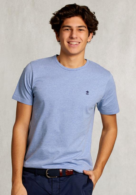 river woods Custom fit pima katoen T-shirt blue gin mix